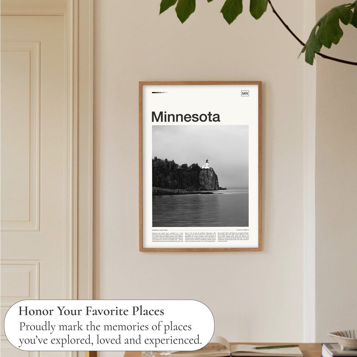 Minnesota Black And White Travel Poster, Wall Art Print - Image 5
