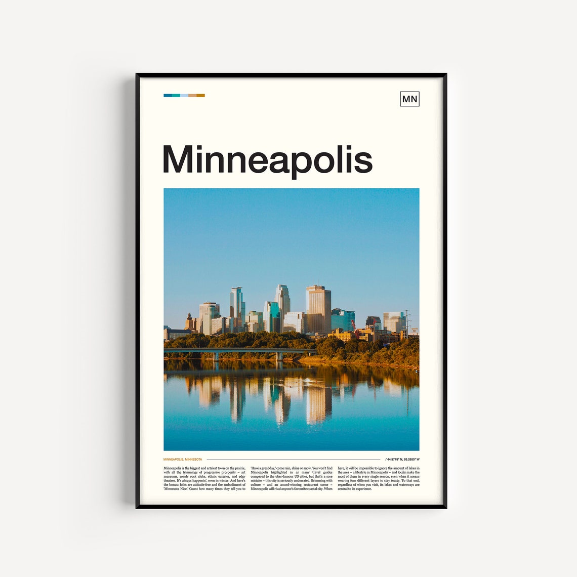 Minneapolis Minnesota Skyline Reflected Water Golden Light Poster