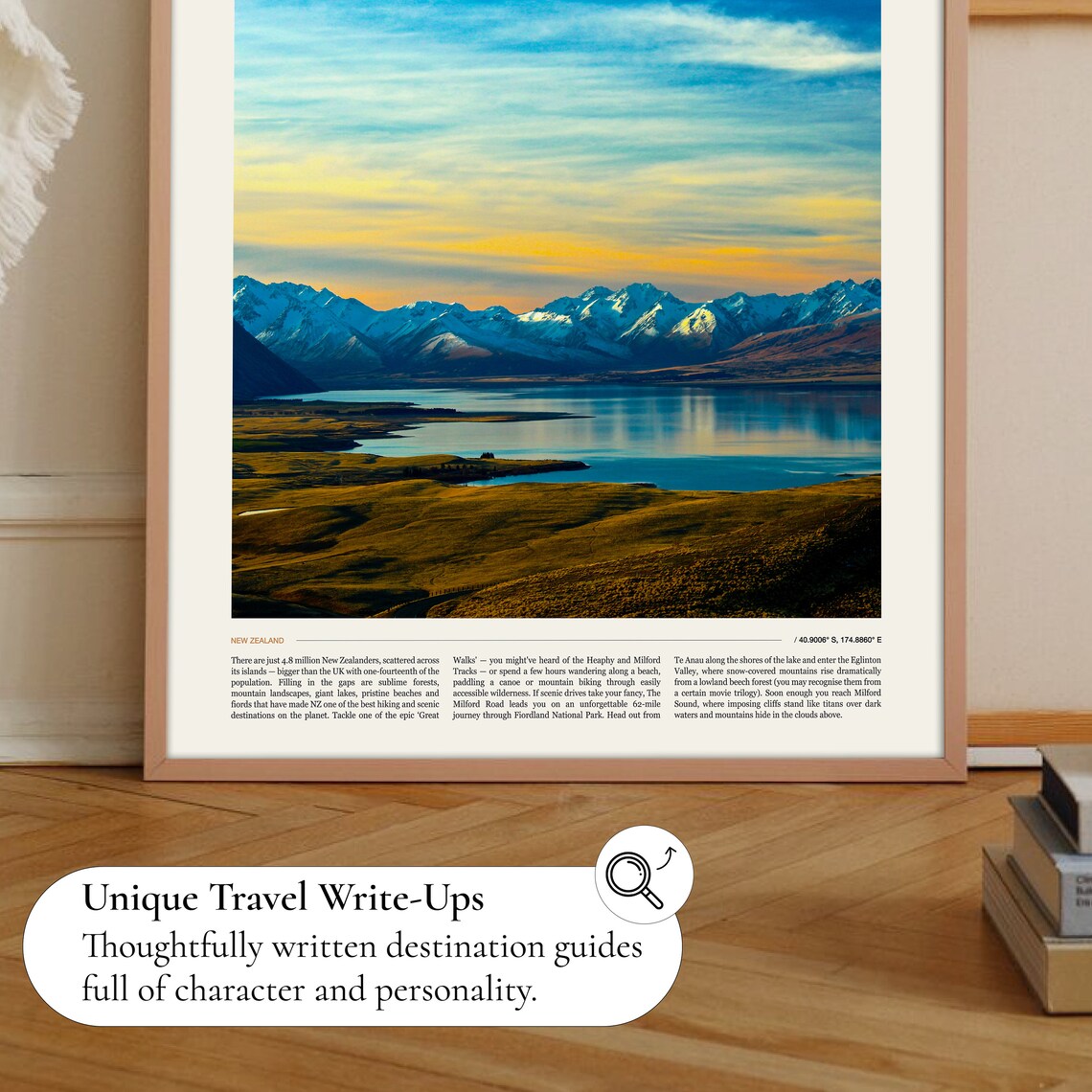 New Zealand Snow Capped Mountains Alpine Lake Sunset Reflection Poster - Image 2