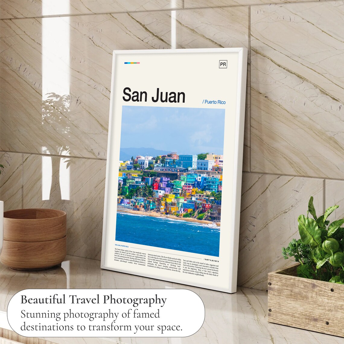 San Juan Puerto Rico Colorful Coastal Cityscape Travel Poster - Image 4