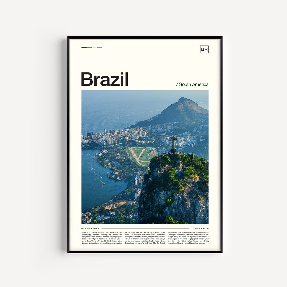 Brazil Travel Poster, Latin America Wall Art