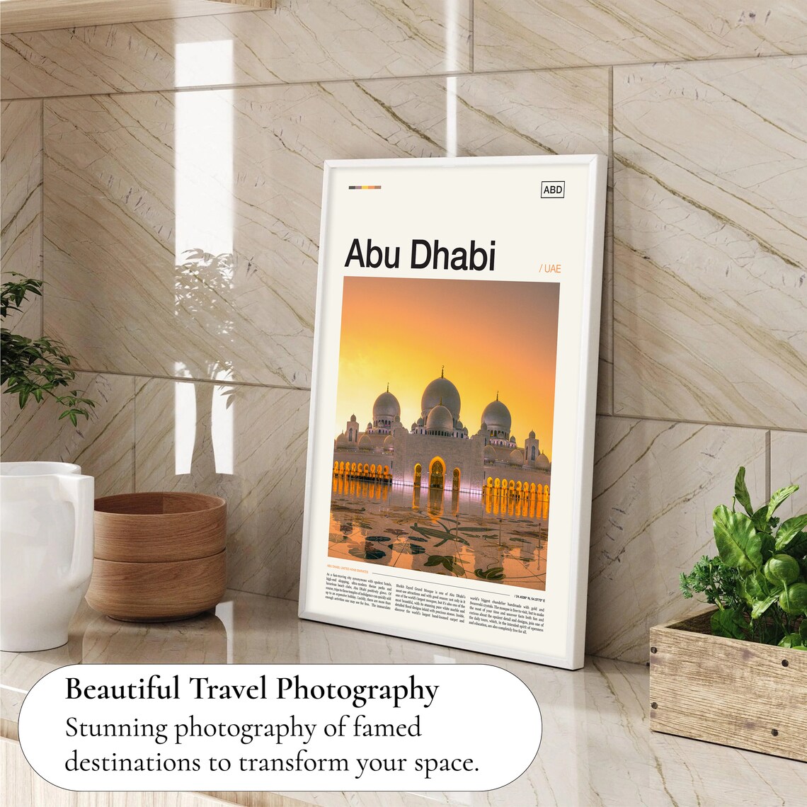 Abu Dhabi Sheikh Zayed Grand Mosque Golden Sunset Travel Poster - Image 4