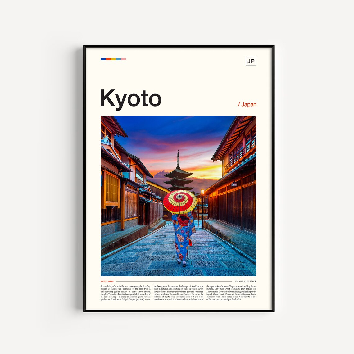 Kyoto Japan Travel Poster, Japan Wall Art