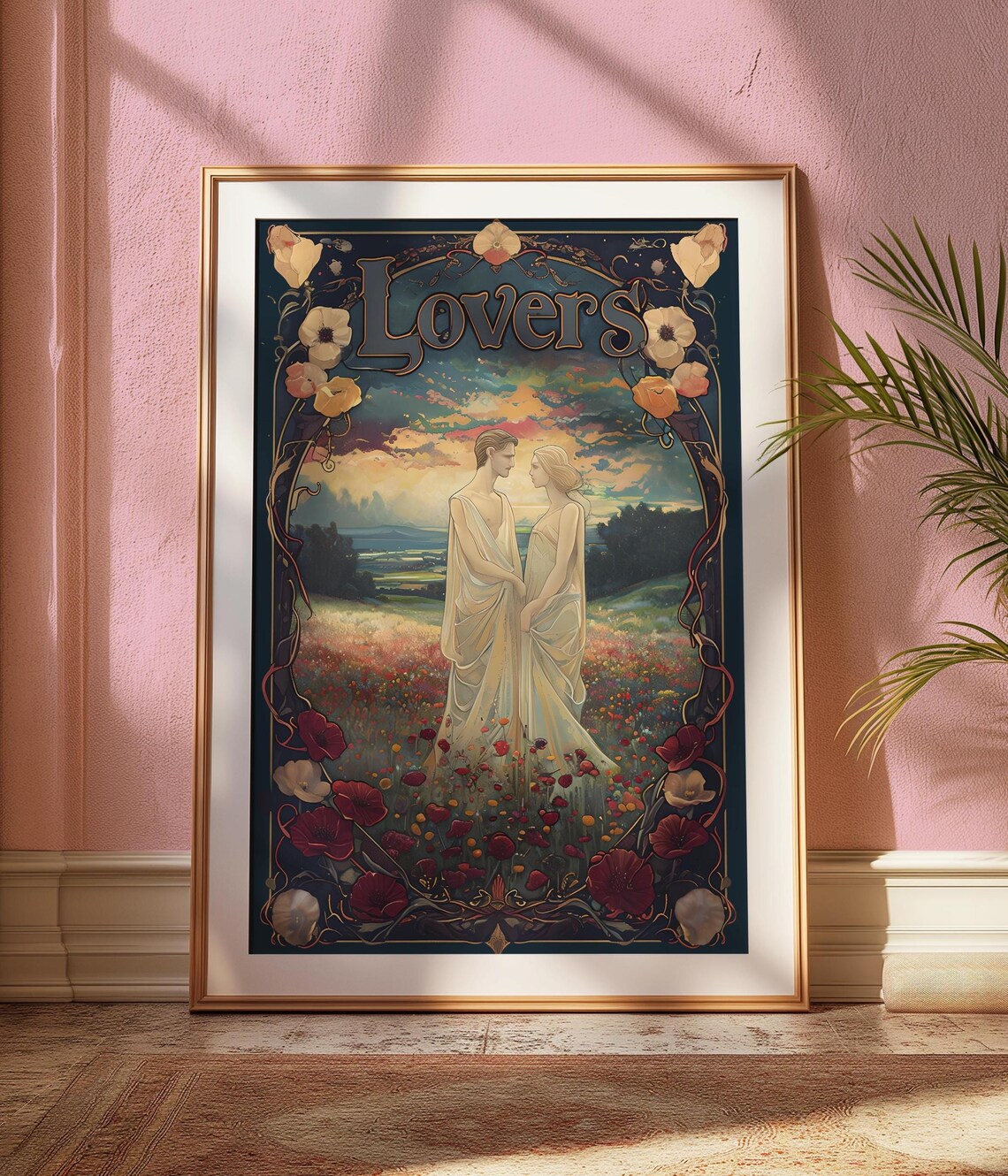 Tarot Lovers Card, Dark Fantasy Theme Art Print
