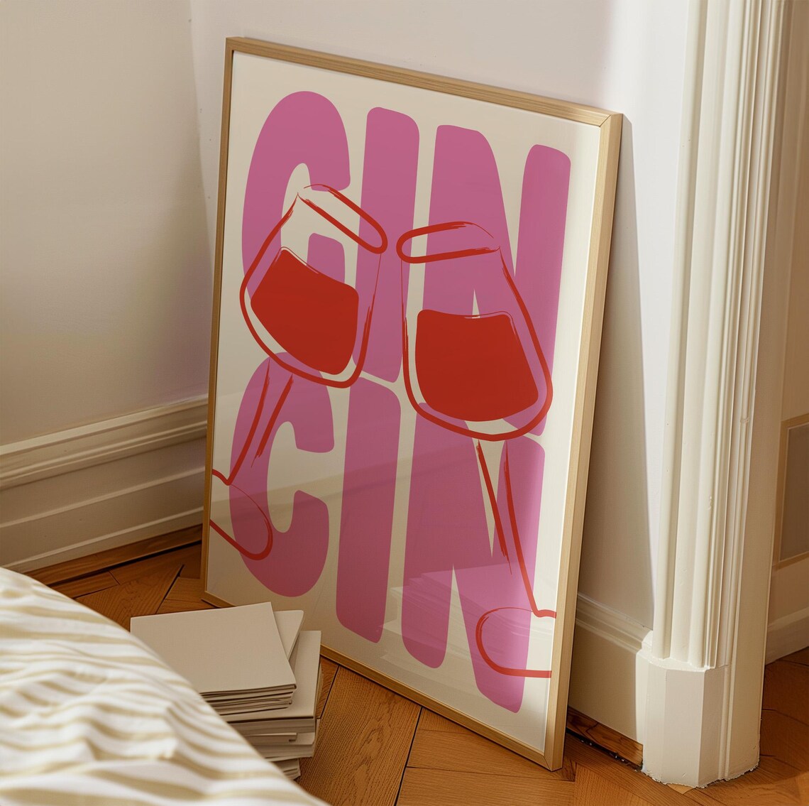 Cin Cin Wine Cheers Cocktail Art Print, Maximalist - Image 2