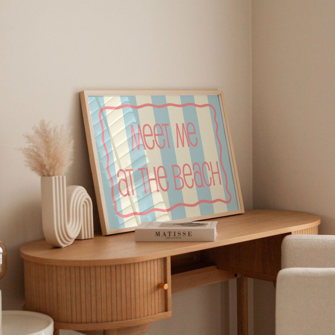 Meet Me at the Beach Coastal Striped Summer Beach House Wall Art - Image 4