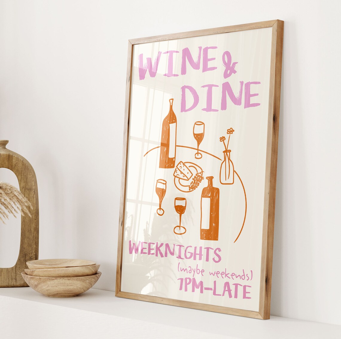 Wine Dine Club Retro Food Print, Mid-Century Decor - Image 2