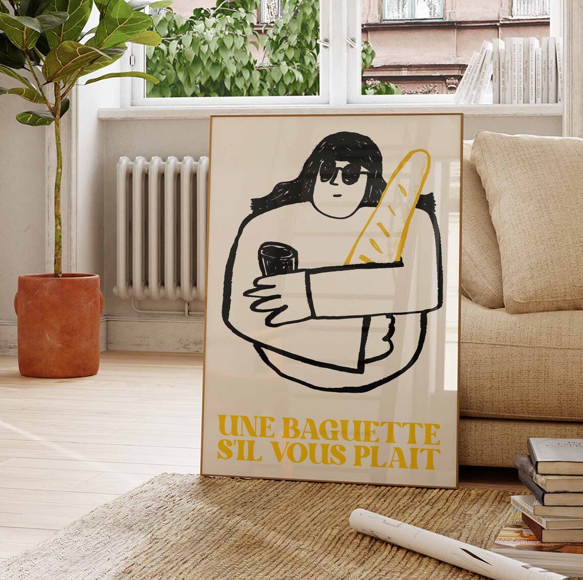 French Baguette Art Print, Mid-Century Kitchen Style - Image 4