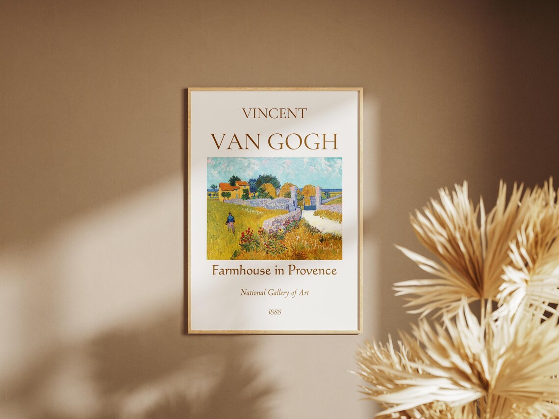 Van Gogh Farmhouse in Provence 1888 Yellow Fields Art Print Poster - Image 7