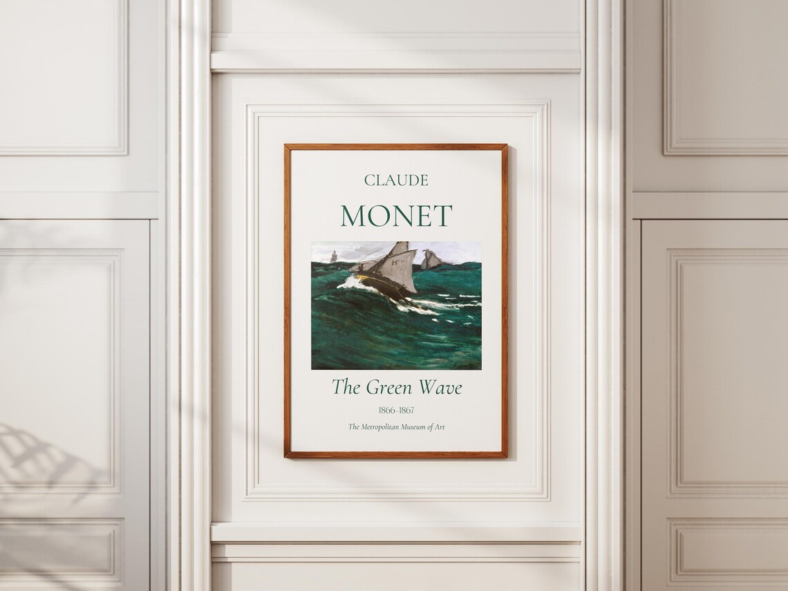 Monet-Inspired Green Wave Nautical Art Poster - Image 6