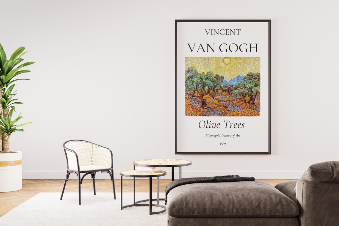 Van Gogh Olive Trees 1889 Golden Sun Yellow Landscape Art Poster - Image 2