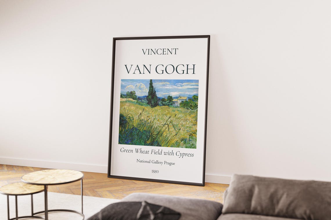 Van Gogh Green Wheat Field with Cypress 1889 Summer Art Print Poster - Image 5