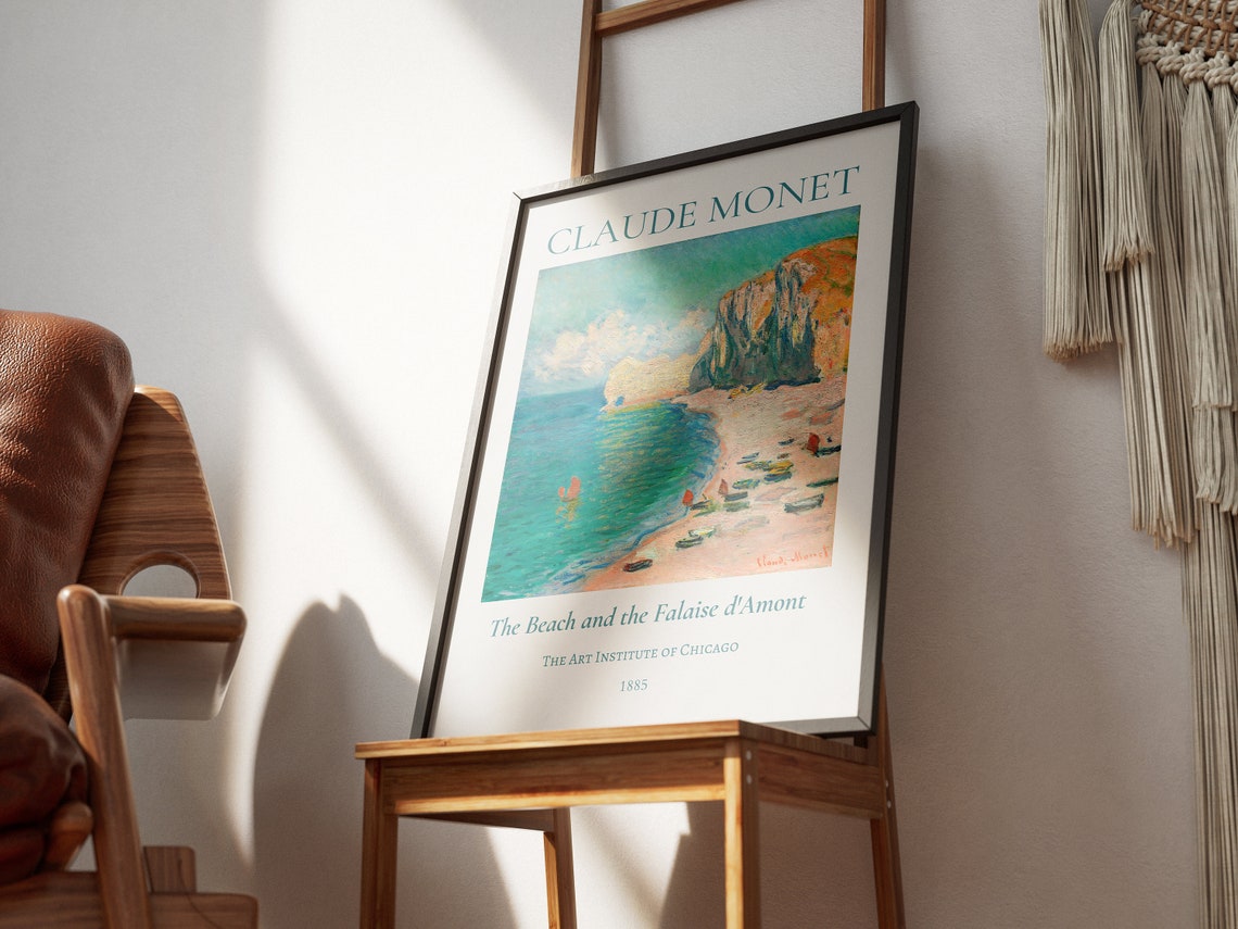 Claude Monet Beach And Falaise DAmont Etretat 1885 Exhibition Wall Art - Image 4