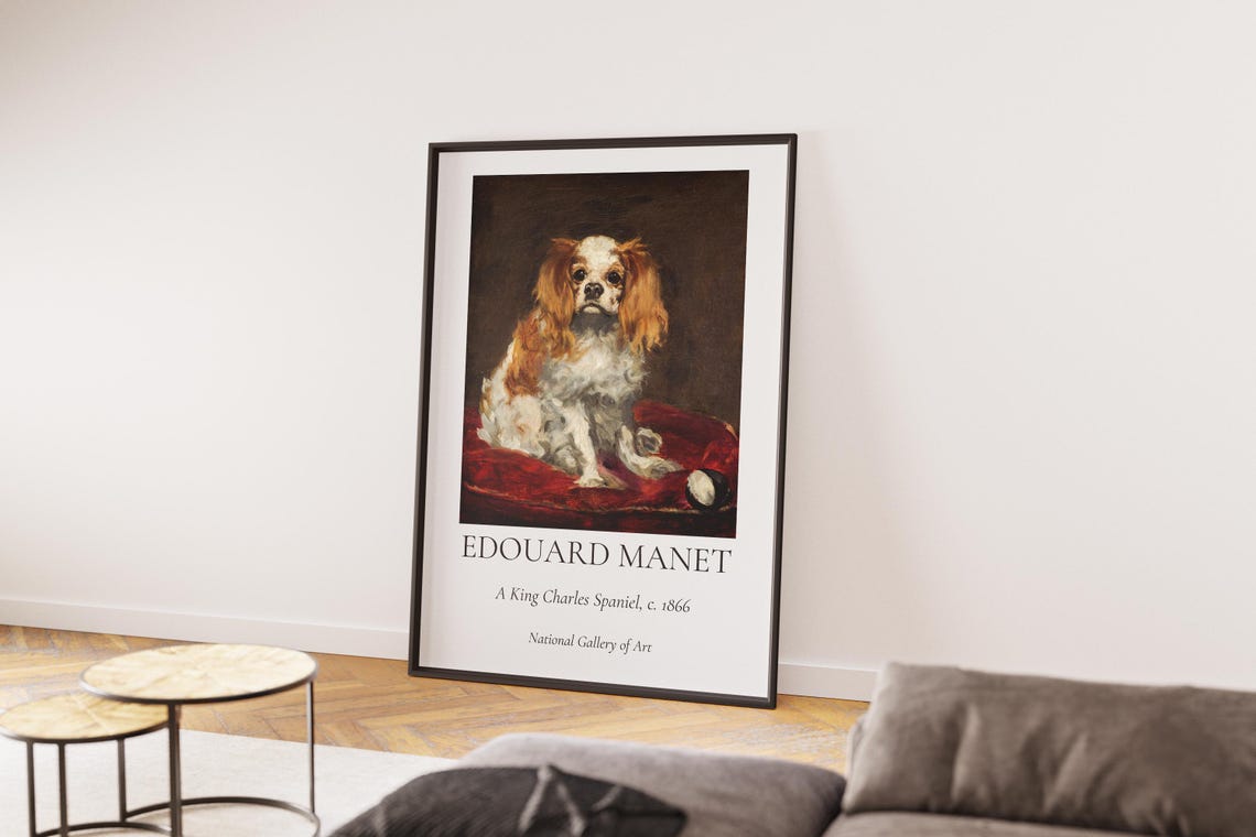 Manet A King Charles Spaniel 1866 Vintage Dog Portrait Art Poster - Image 2