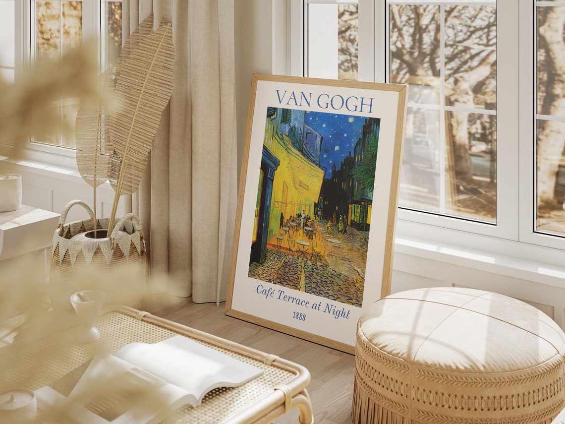 Van Gogh Art Print Cafe Terrace At Night Van Gogh Exhibition Poster Van Gogh Painting Vintage Painting Wall Decor Museum Poster - Image 4