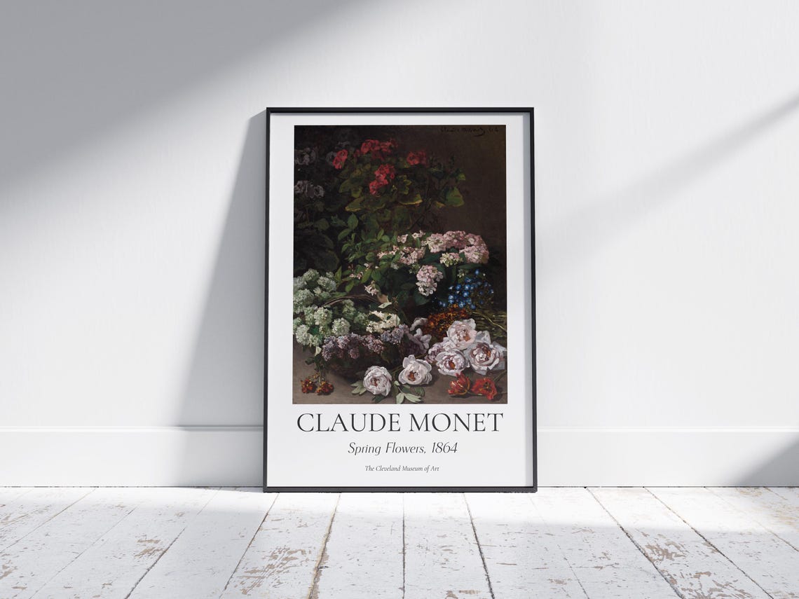 Monet Spring Flowers 1864 Dark Floral Still Life Bouquet Art Poster - Image 7