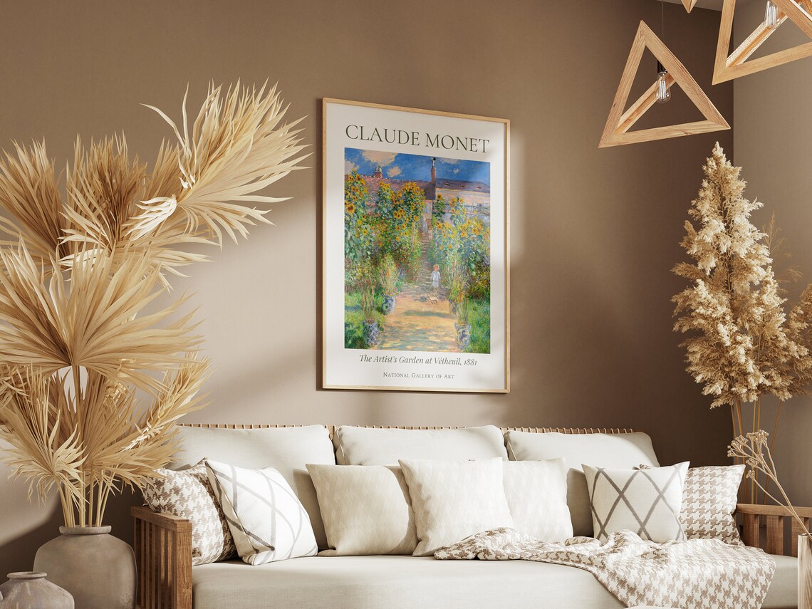 Monet The Artists Garden at Vetheuil Sunflowers 1881 Landscape Art Poster - Image 3