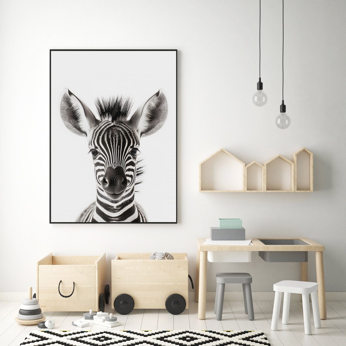 Adorable Baby Zebra Closeup Portrait Nursery Animal Art Print - Image 3