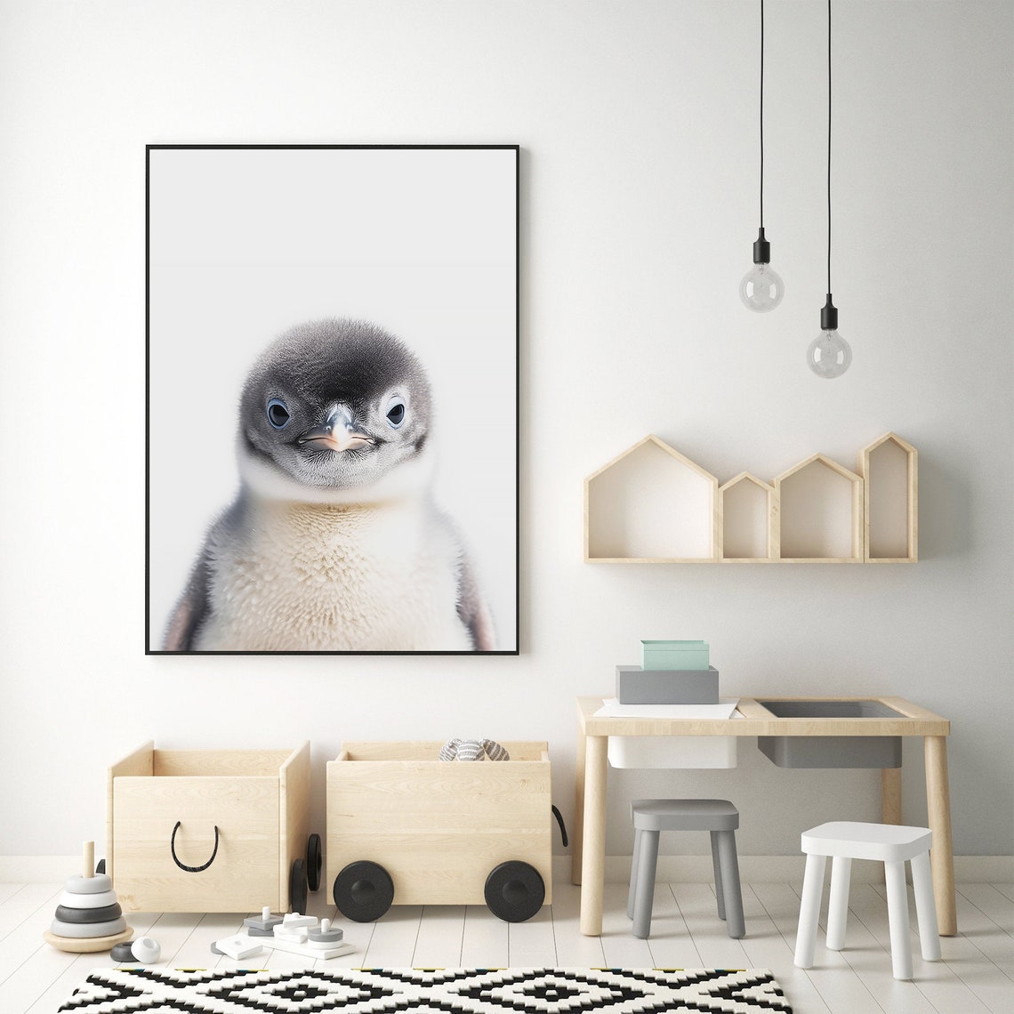 Baby Penguin Nursery Decor Woodland Nursery Art Framed Print For Baby Room Forest Animals Theme Baby Animals Wall Art Poster Prints - Image 3