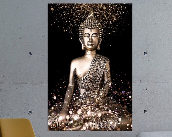 Bronze Buddha Print Buddha Wall Art Buddhism Art Meditation Print Religion Zen Buddha Art Asian Extra Large Wall Art