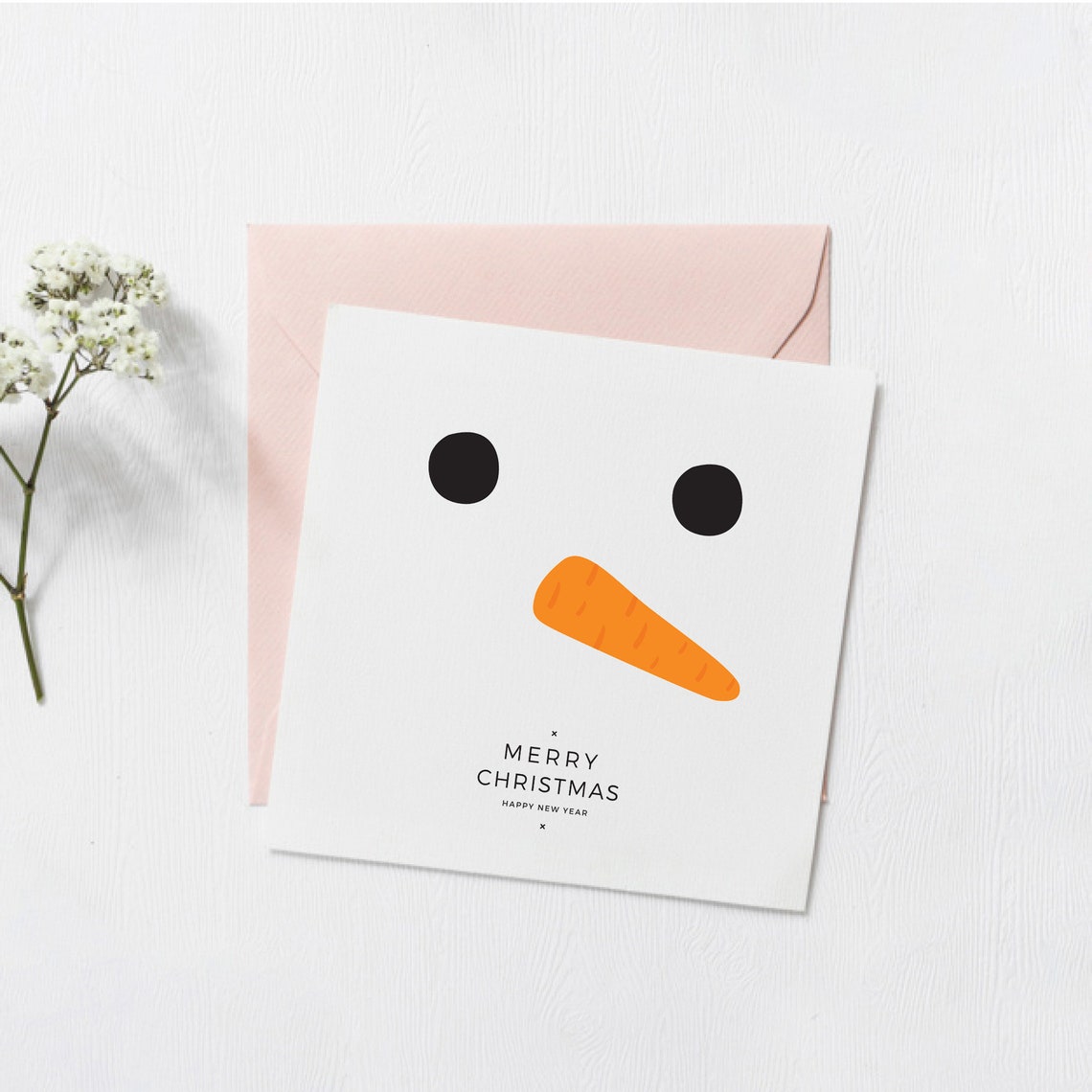 Snowman Face Merry Christmas Happy New Year Minimal Card Art Print - Image 3