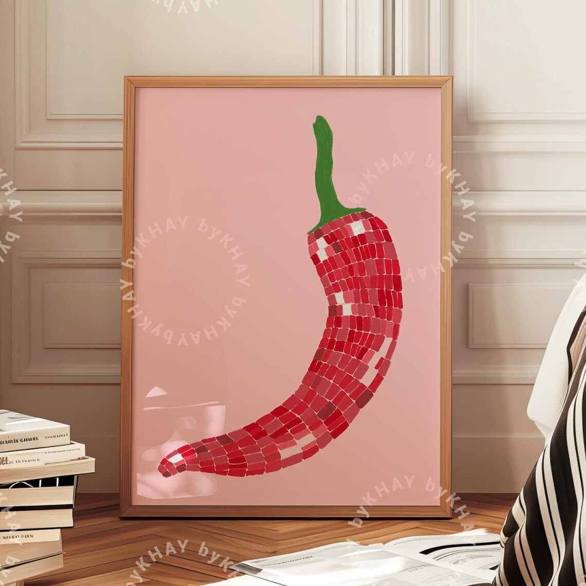 Disco Ball Chilli Retro Kitchen Wall Art Print