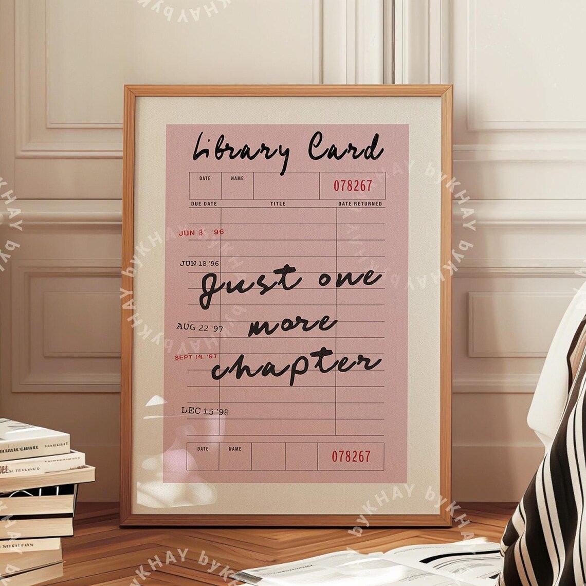 Just One More Chapter Library Card Art Print
