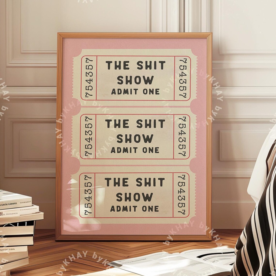 The Shit Show Ticket Retro Pink Cream Poster Print