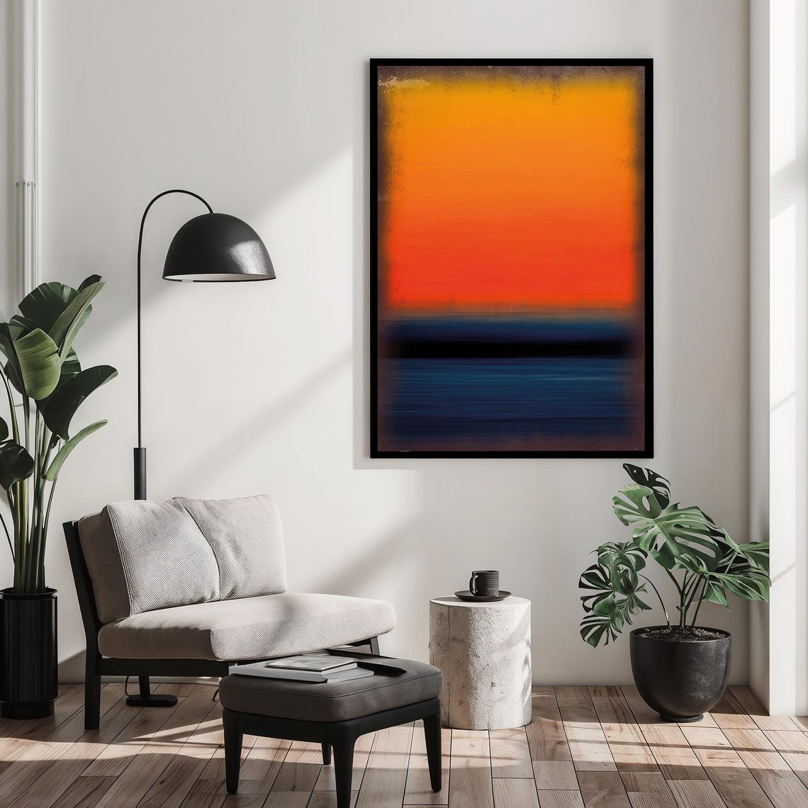 Mark Rothko Orange Sunset Over Navy Blue Abstract Ocean Poster - Image 2