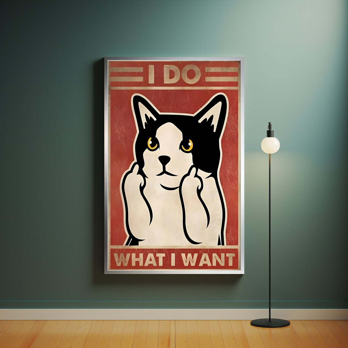 I Do What I Want Sassy Cat Vintage Style Humorous Retro Wall Art - Image 4