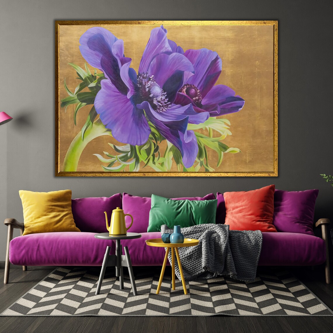 Purple Violet Print Vibrant Exotic Floral Wall Art Purple Violet Art Majestic Living Room Painting Perfect Art Lover Gift - Image 3