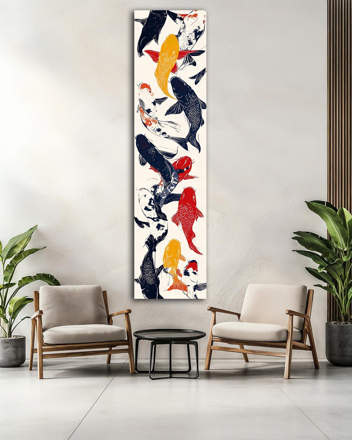 Colorful Koi Fish Japanese Art Vertical Watercolor Style Art Poster - Image 2