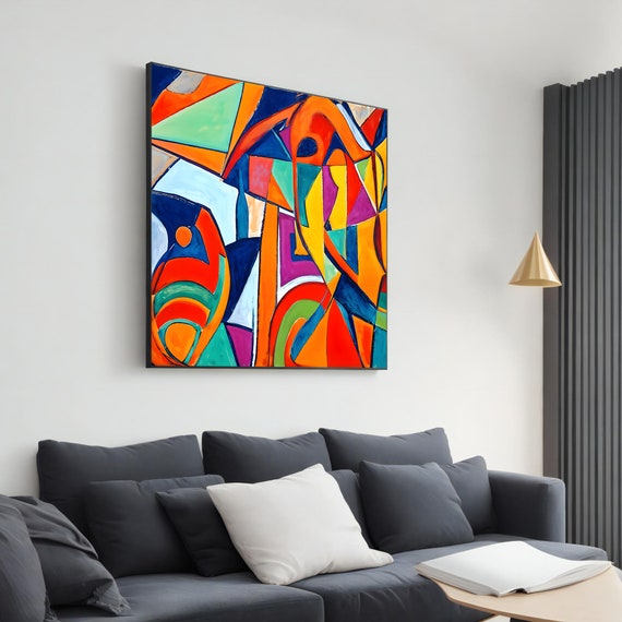 Colorful Geometric Abstract Art Modern Cubist Style Painting Vibrant Wall Decor Bold And Bright Home Decor Unique Art Gift