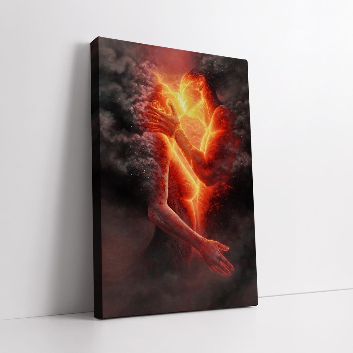 Fiery Lovers Embrace Passion Flame Romantic Dramatic Wall Art - Image 2
