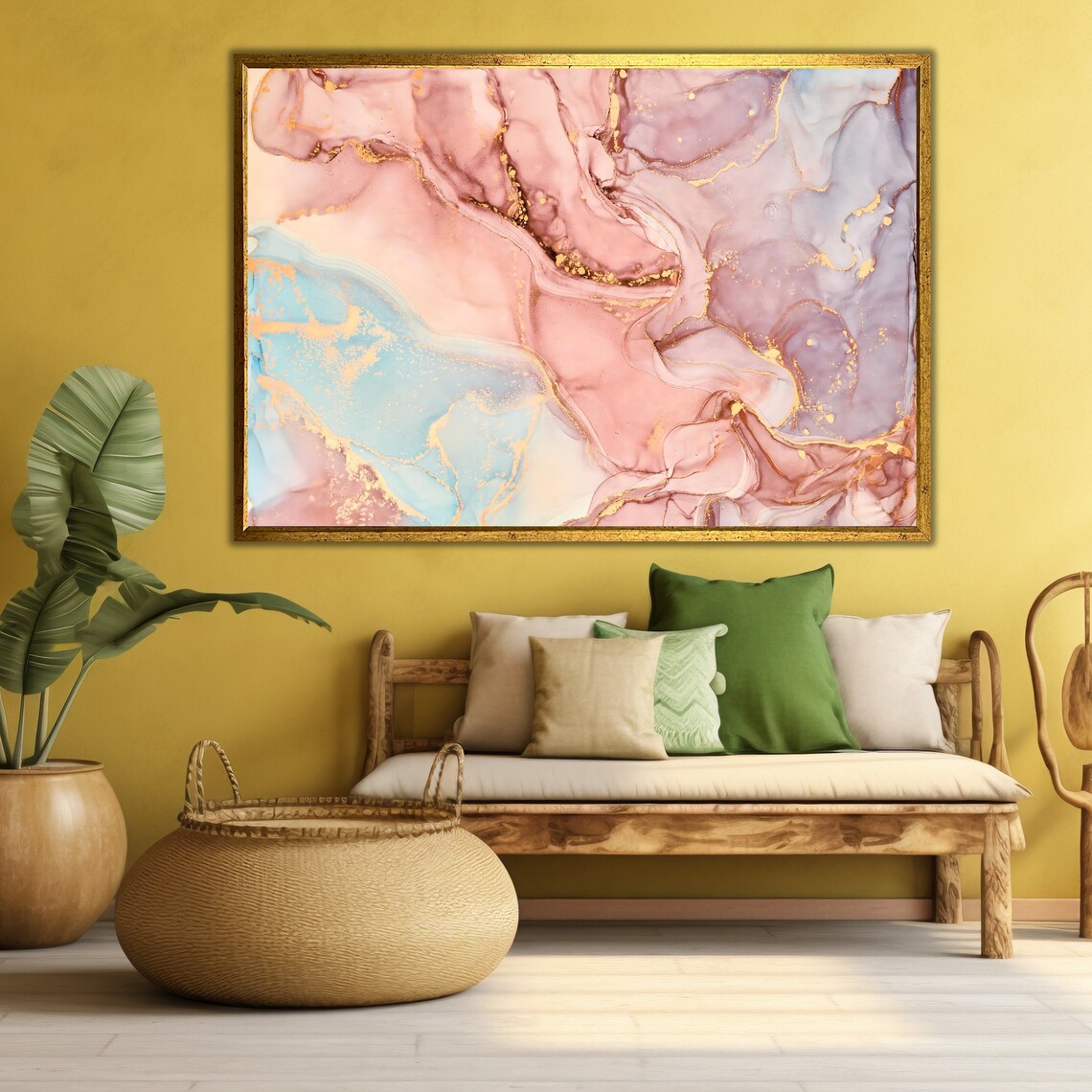 Pink Gold Marble Abstract Art Print - Image 4