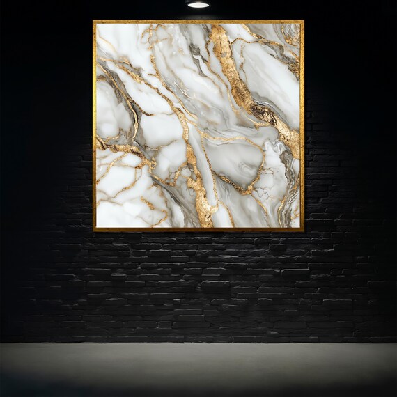 Luxury Marble Painting Gold And White Abstract Wall Art Elegant Modern Decor Marble Art Print Minimalist Artwork Gift Idea