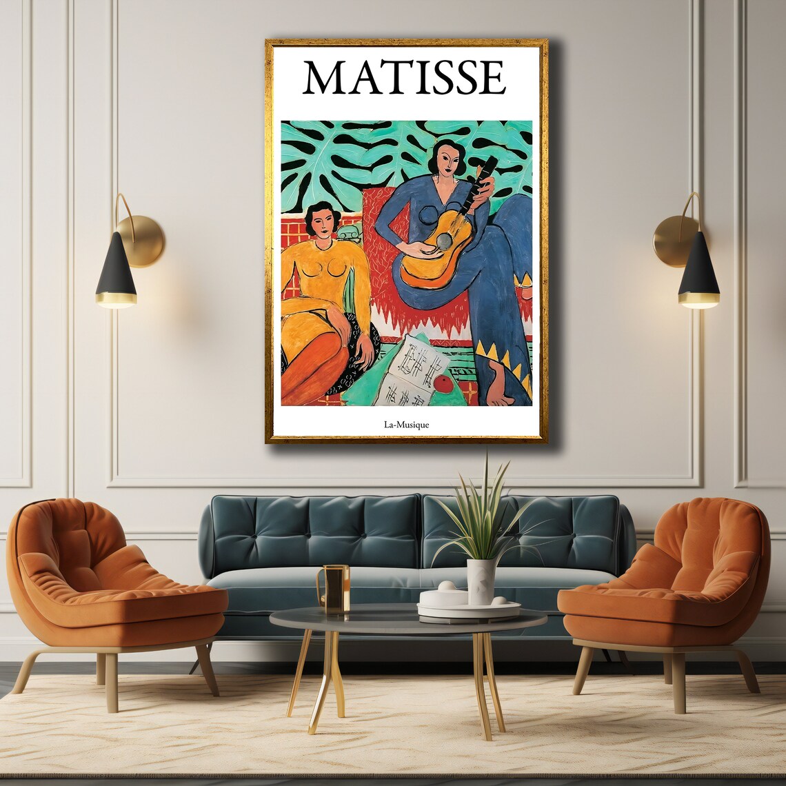 Matisse La Musique Guitar Player Women Tropical Print Gallery Poster - Image 2