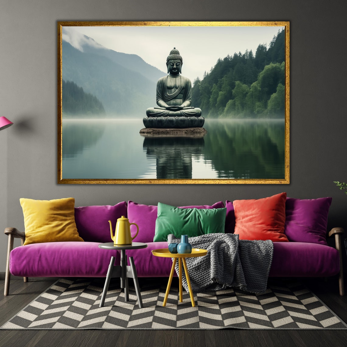 Buddha Art Decor Buddhism Wall Poster Peaceful Living Room Decor Buddha Statue Art Calm Waters Artwork Gift - Image 3