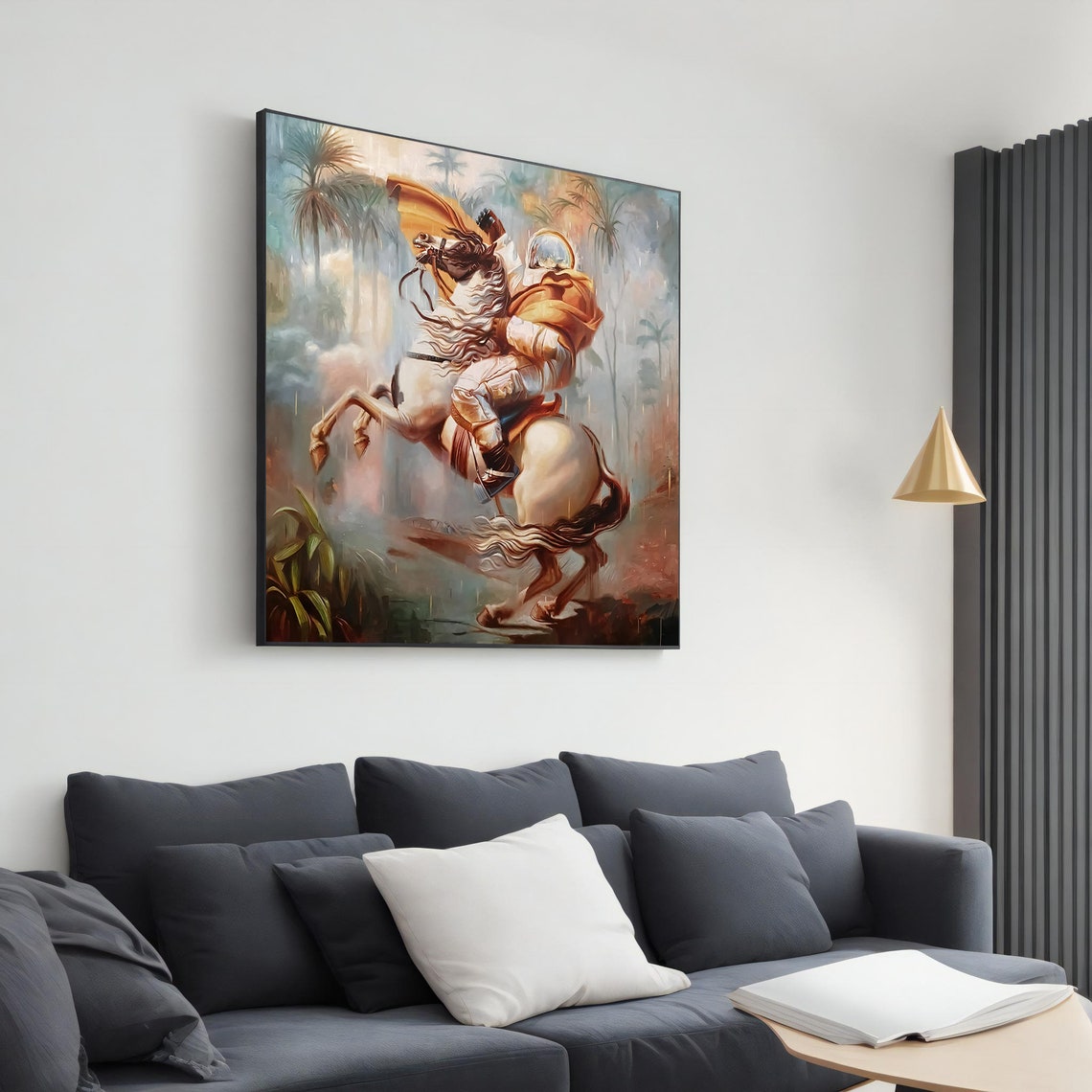 Epic Astronaut Riding White Horse Space Fantasy Surreal Wall Art