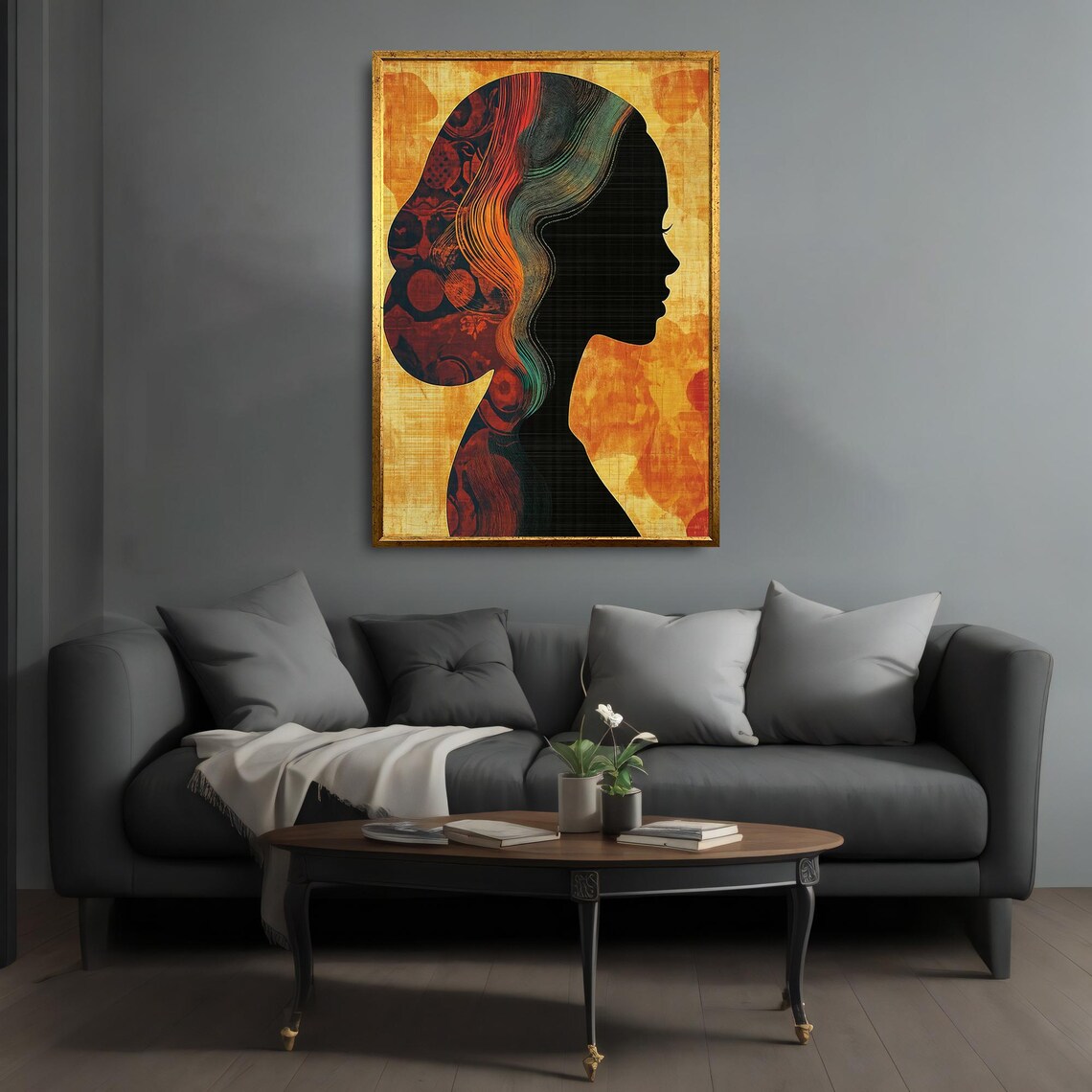 African Woman Silhouette Art Vibrant Wall Decor Afrocentric Art Modern Portrait Wall Art Gift Idea - Image 4
