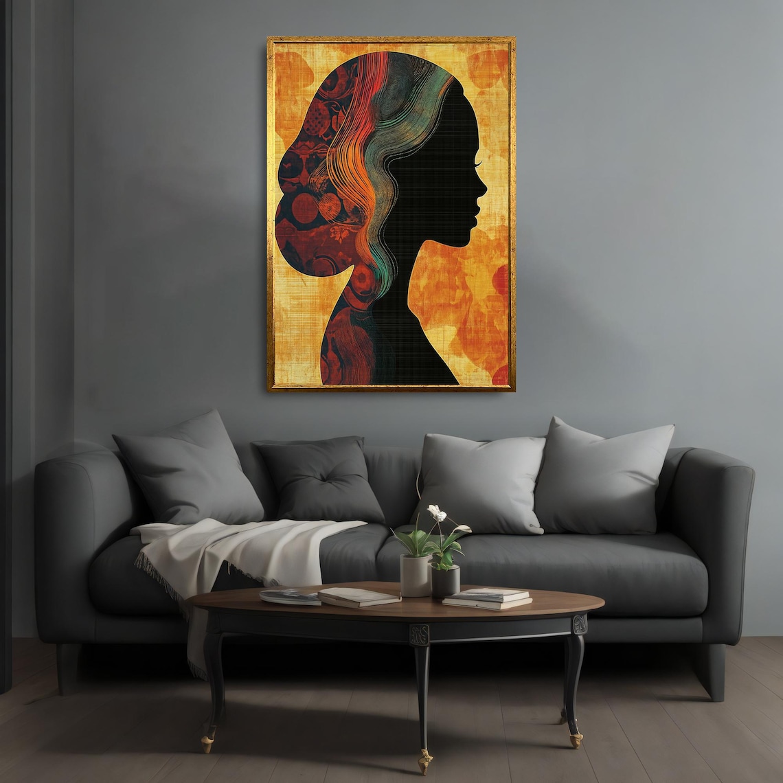 African Woman Silhouette Colorful Hair Afrocentric Art Poster - Image 4