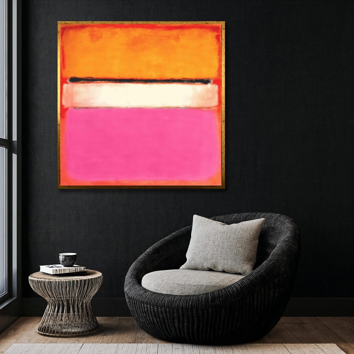 Rothko Style Orange White Pink Sunset Glow Abstract Wall Art Poster - Image 4