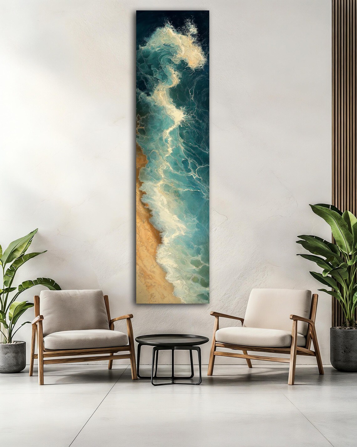 Turquoise Ocean Wave Aerial Abstract Coastal Vertical Art Poster - Image 2