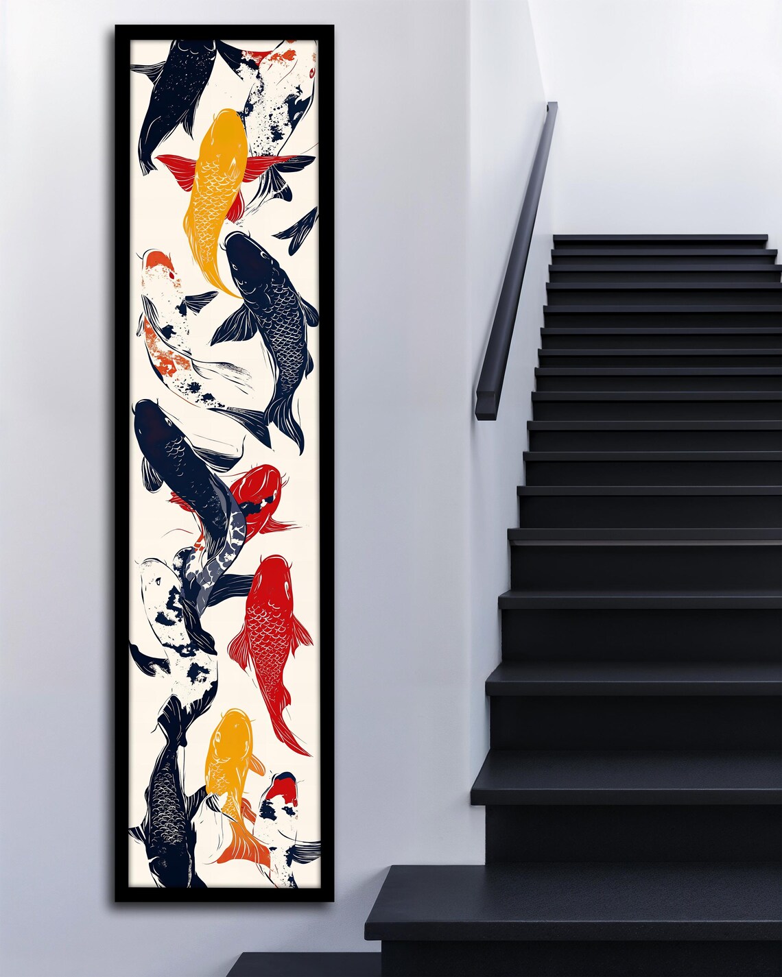 Colorful Koi Fish Painting Japanese Inspired Wall Decor Vibrant Home Accent Large Artwork Vertical Wall Art Gift Idea - Image 3
