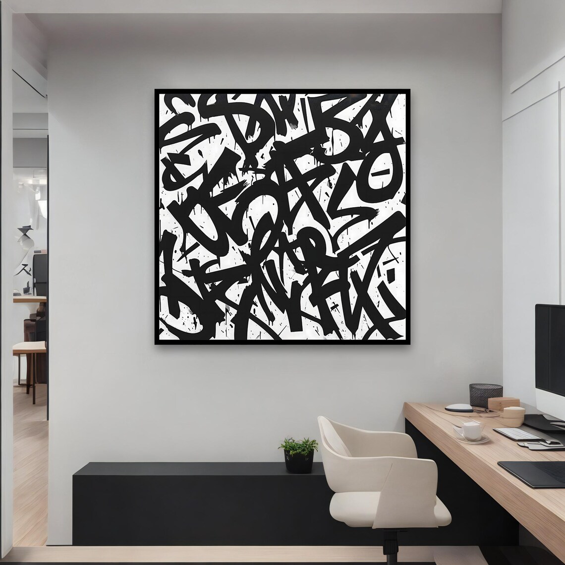 Black And White Urban Graffiti Tag Street Art Style Modern Wall Poster - Image 4