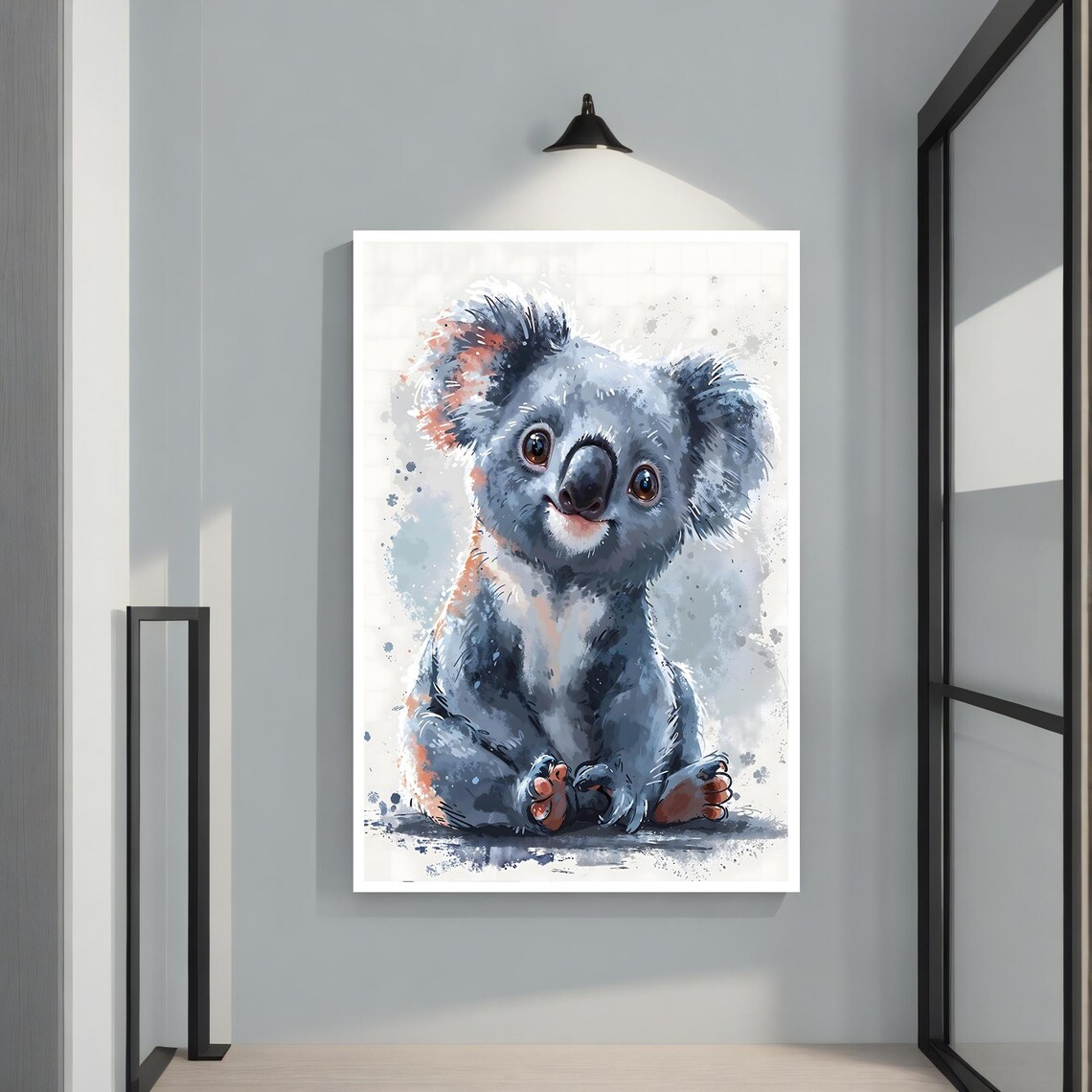 Cute Baby Koala Watercolor Painting Kids Nursery Animal Art Poster - Image 2