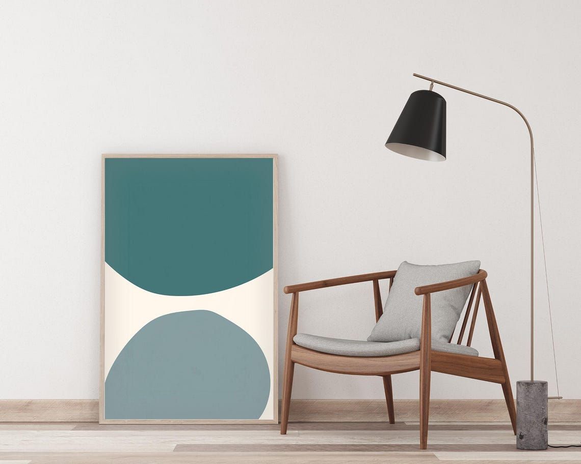 Teal Circles Abstract Wall Art Print Trendy Abstract Art Gallery Wall Art Geometric Art - Image 3