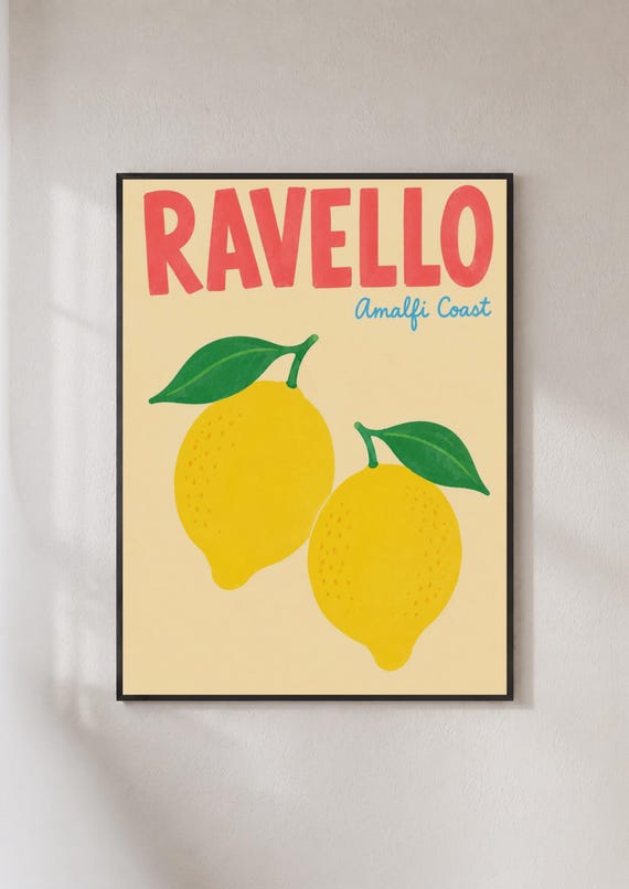 Ravello Amalfi Coast Lemon Poster Italian Travel Print Kitchen Wall Art