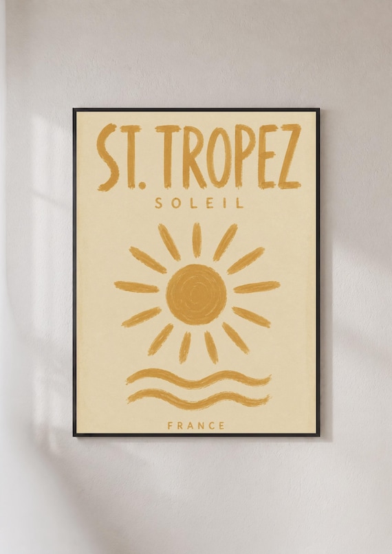 St Tropez Soleil France Travel Poster Retro Sun Vintage Decor Art