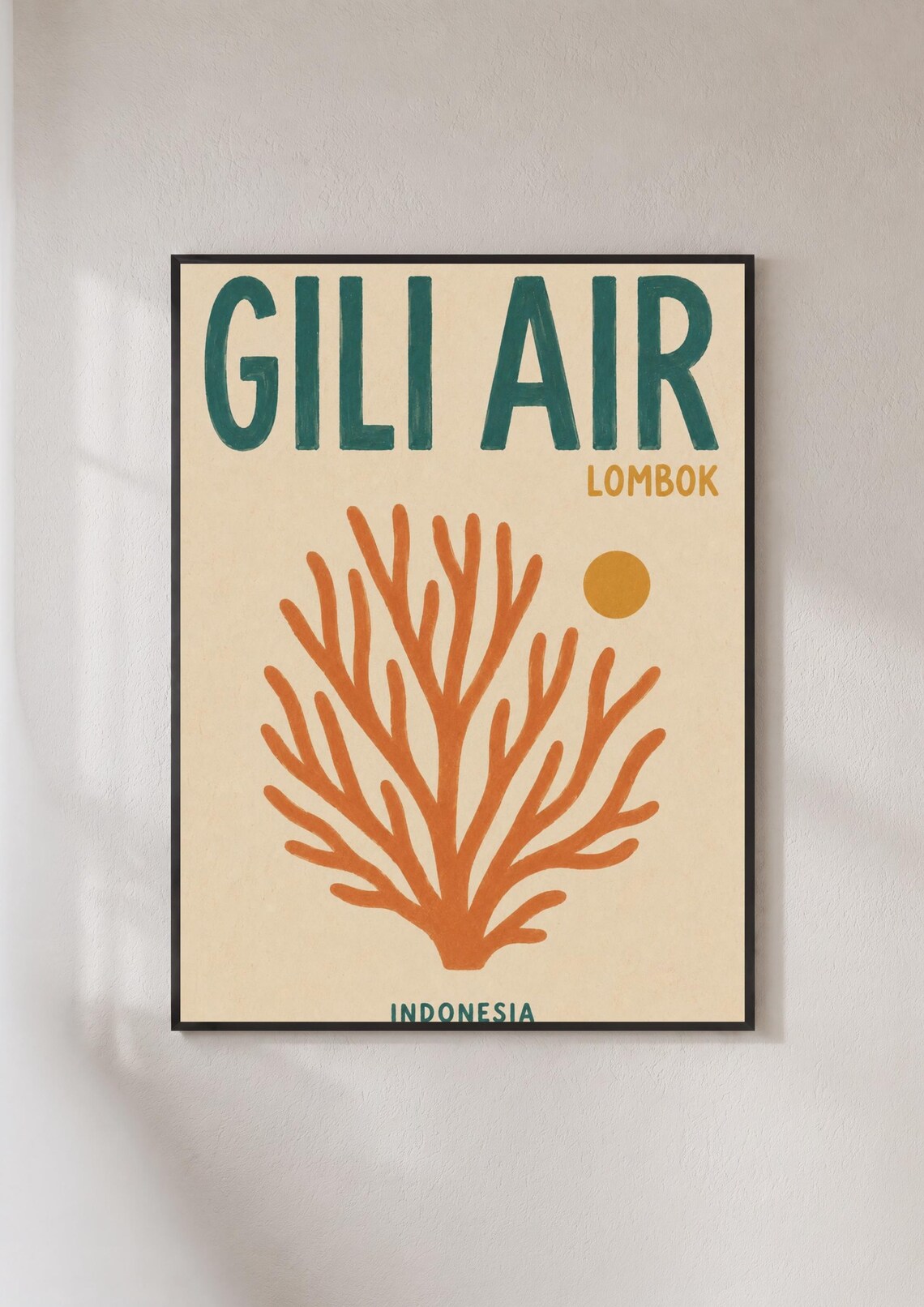 Gili Air Lombok Indonesia Travel Poster, Retro Beach